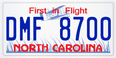 NC license plate DMF8700