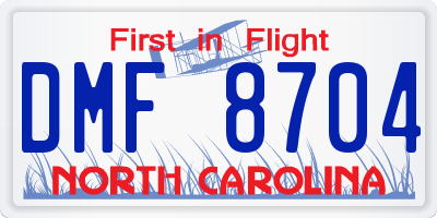 NC license plate DMF8704