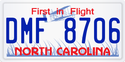 NC license plate DMF8706