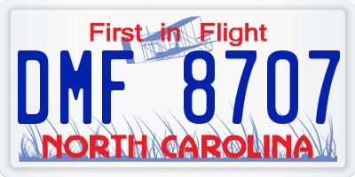 NC license plate DMF8707