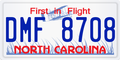 NC license plate DMF8708