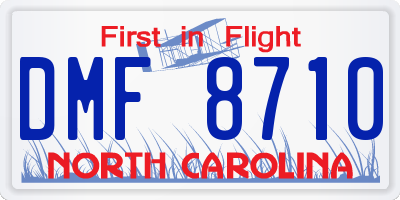 NC license plate DMF8710
