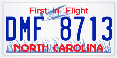 NC license plate DMF8713