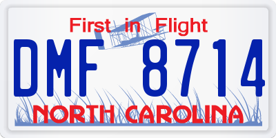 NC license plate DMF8714
