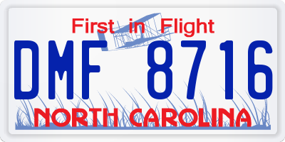 NC license plate DMF8716