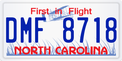 NC license plate DMF8718