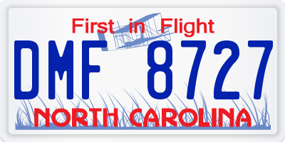 NC license plate DMF8727
