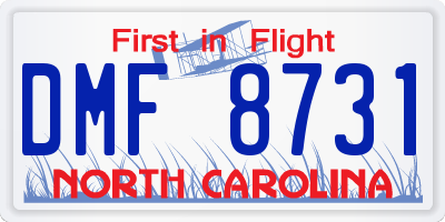 NC license plate DMF8731