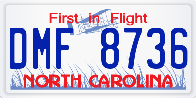 NC license plate DMF8736