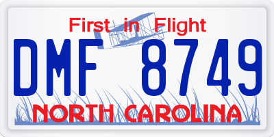 NC license plate DMF8749