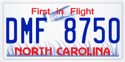 NC license plate DMF8750
