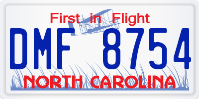 NC license plate DMF8754