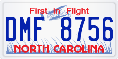 NC license plate DMF8756
