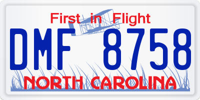 NC license plate DMF8758