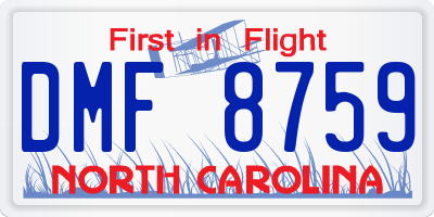 NC license plate DMF8759