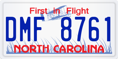NC license plate DMF8761