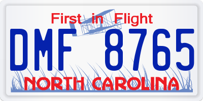 NC license plate DMF8765