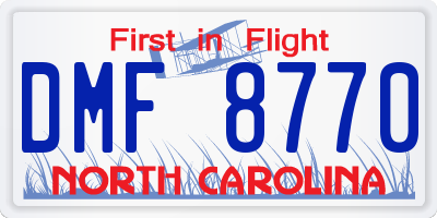 NC license plate DMF8770