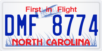 NC license plate DMF8774