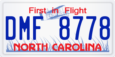 NC license plate DMF8778