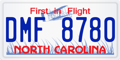 NC license plate DMF8780