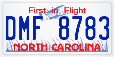 NC license plate DMF8783