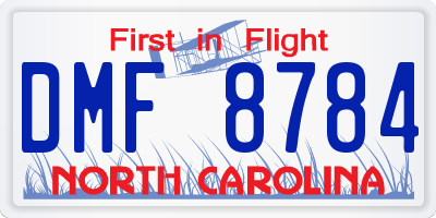 NC license plate DMF8784