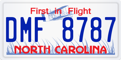 NC license plate DMF8787