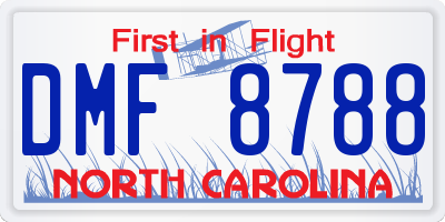 NC license plate DMF8788