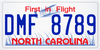 NC license plate DMF8789