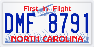 NC license plate DMF8791