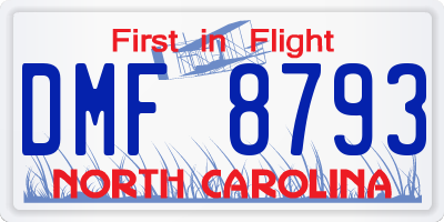 NC license plate DMF8793