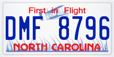 NC license plate DMF8796
