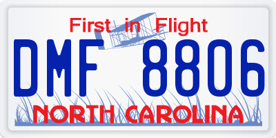 NC license plate DMF8806