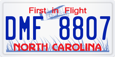 NC license plate DMF8807