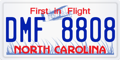 NC license plate DMF8808