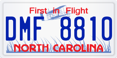 NC license plate DMF8810