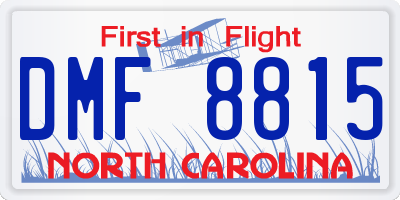 NC license plate DMF8815