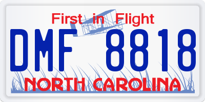 NC license plate DMF8818