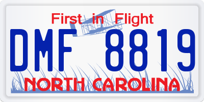 NC license plate DMF8819