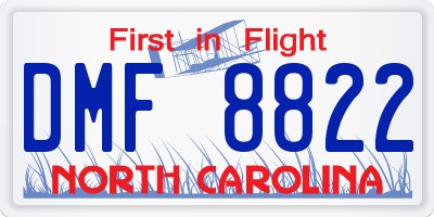 NC license plate DMF8822