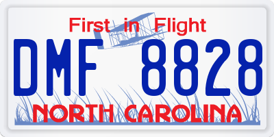 NC license plate DMF8828