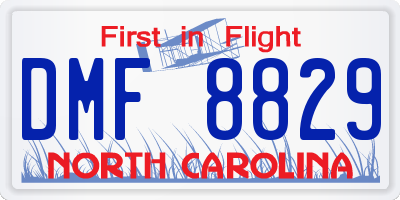 NC license plate DMF8829
