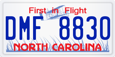 NC license plate DMF8830