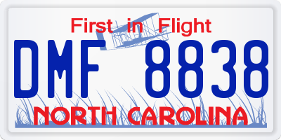 NC license plate DMF8838