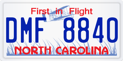 NC license plate DMF8840
