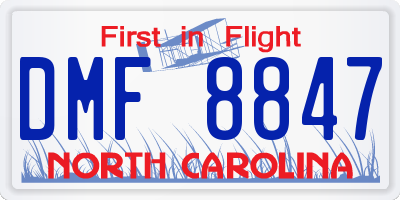 NC license plate DMF8847