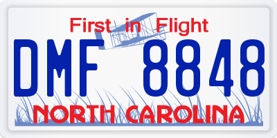 NC license plate DMF8848