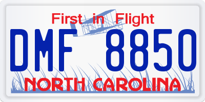 NC license plate DMF8850