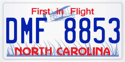 NC license plate DMF8853